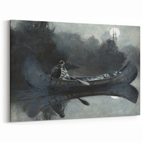 Dark Moody Wall Art - Moonlit River Journey - Moody Interior Art
