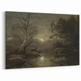 Dark Moody Wall Art - Moonlit Forest Scene with Deer Reflection