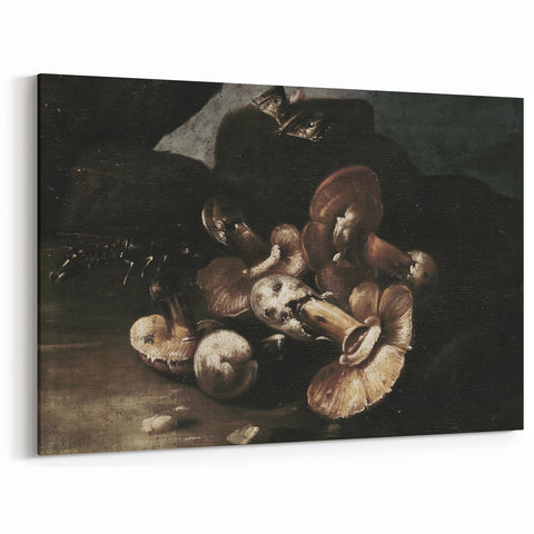 Dark Moody Wall Art - Dramatic Mushroom Still Life with Shadows