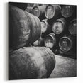 Porto Wall Art - Rustic Wine Barrels in Black & White
