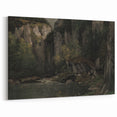 Moody Interior Art - Serene Cliffside Landscape with Deep Forest Tones