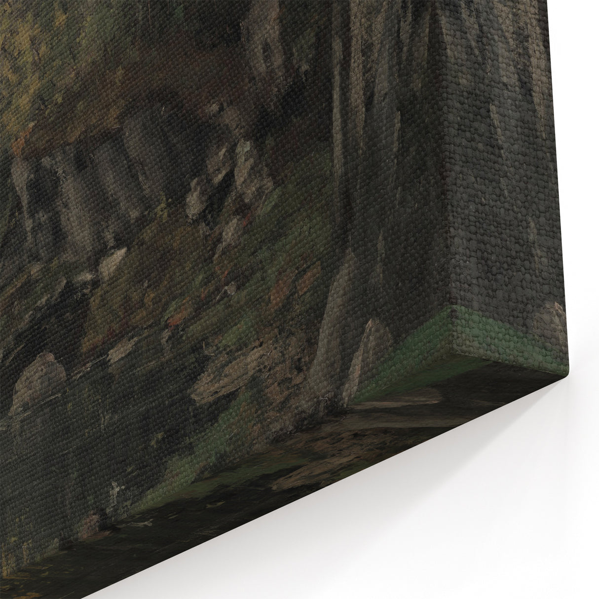 Moody Interior Art - Serene Cliffside Landscape with Deep Forest Tones