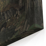 Moody Interior Art - Serene Cliffside Landscape with Deep Forest Tones