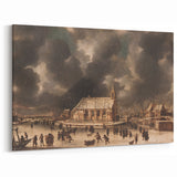 Moody Art Prints - Winter Village Scene with Dramatic Skies