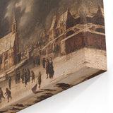 Moody Art Prints - Winter Village Scene with Dramatic Skies