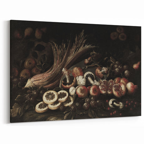 Dark Art Decor - Moody Still Life with Fruits and Rustic Elegance
