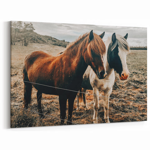 Two Horses Farmhouse Wall Art – Rustic Country Charm for Home Decor
