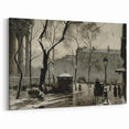 Dark Moody Wall Art - Snowy Urban Street Scene with Vintage Charm