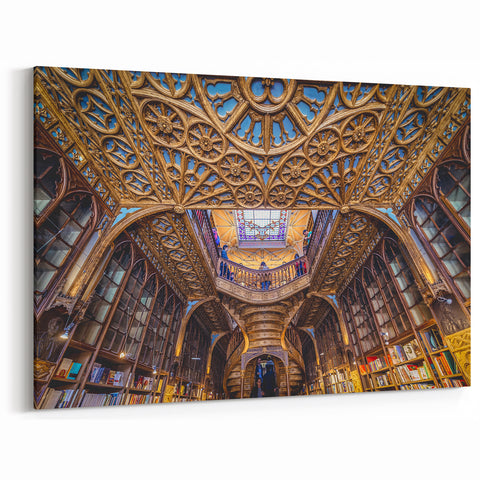 Porto Photography Art - Ornate Library Architecture
