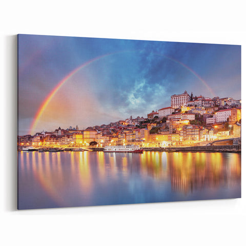 Scenic Porto Wall Art - Rainbow Over City Lights