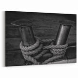 Porto Photography Art - Nautical Rope Detail in Black & White