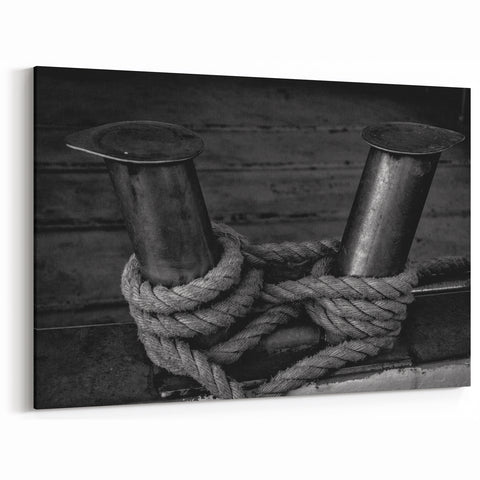 Porto Photography Art - Nautical Rope Detail in Black & White