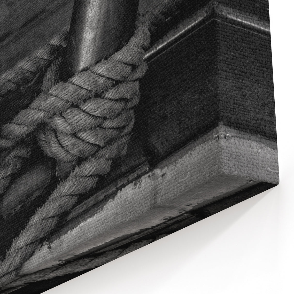 Porto Photography Art - Nautical Rope Detail in Black & White