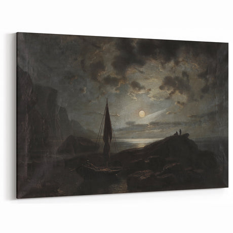 Dark Moody Seascape Wall Art - Atmospheric Nighttime Coastal Decor