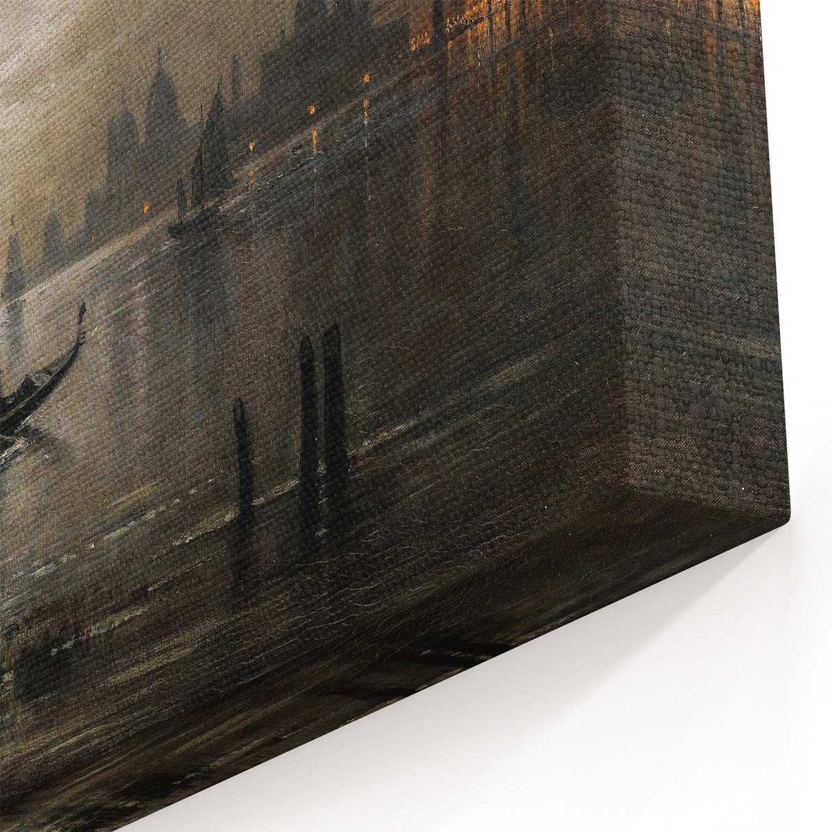 Dark Moody Venice Night Art - Atmospheric Gondola Scene for Interiors