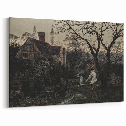 Timeless Rural Cottage Scene - Dark Moody Art for Interior Elegance