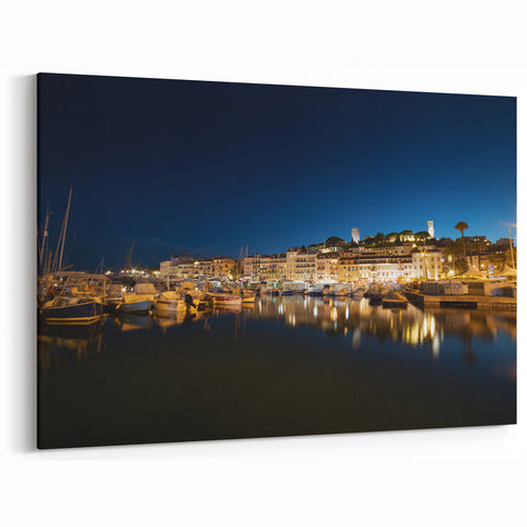 Porto Wall Art - Scenic Porto Cityscape with Boats at Night Canvas Print