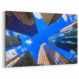 Houston Skyline Canvas - Vibrant Blue Sky and Texas Cityscape Photography
