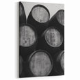 Porto Canvas Art - Rustic Wooden Barrels in Monochrome Photography Print