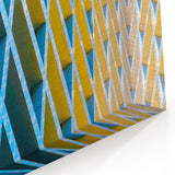 Houston Canvas Art - Abstract Texas Cityscape with Blue and Yellow Facade