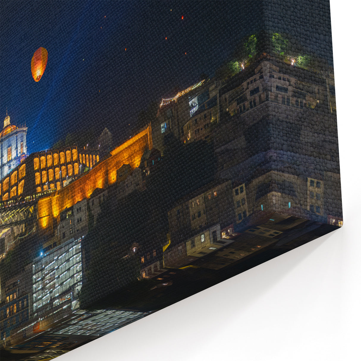 Scenic Porto Wall Art - Night Sky Lanterns over Dom Luís I Bridge Print