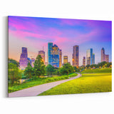 Houston Wall Art - Colorful Texas Cityscape with Sunset Over Park