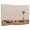 Farmhouse Wall Art: Windmill & Cattle Scene - Rustic Country Decor