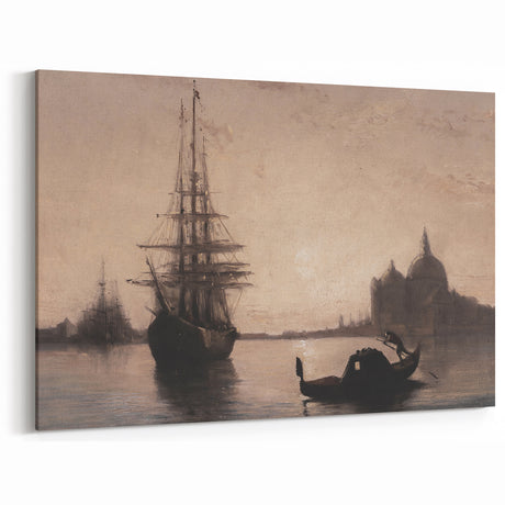 Venetian Harbor at Dusk - Dark Moody Maritime Wall Art Decor