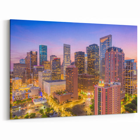 Houston Skyline Canvas - Stunning Texas Cityscape Prints at Dusk