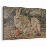 Dark Moody Wall Art: Mosaic Rabbit & Mushrooms - Timeless Dark Print