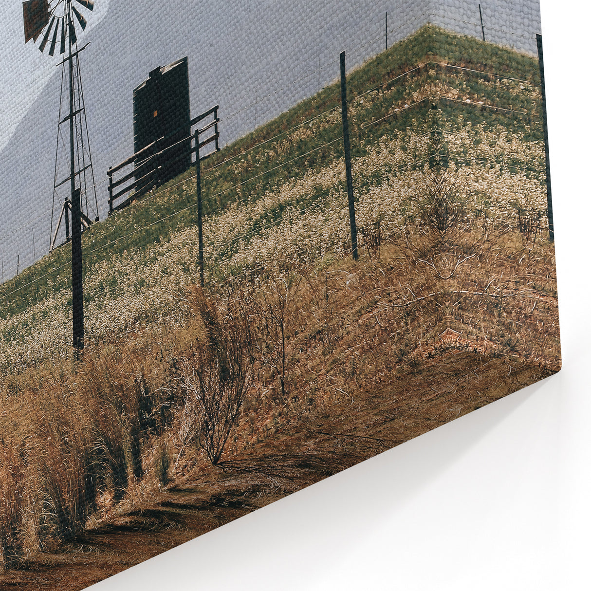 Farmhouse Wall Art: Windmill and Mountains - Rustic Country Decor