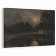 Dark Moody Wall Art: Moonlit Cottage by the Lake - Moody Art Print