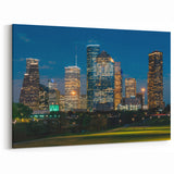 Houston Skyline Canvas - Texas Cityscape at Night with Glowing Lights