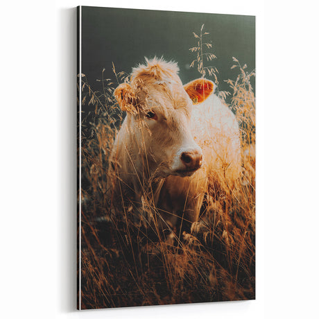 Golden Field Cow - Tranquil Rustic Farm Art