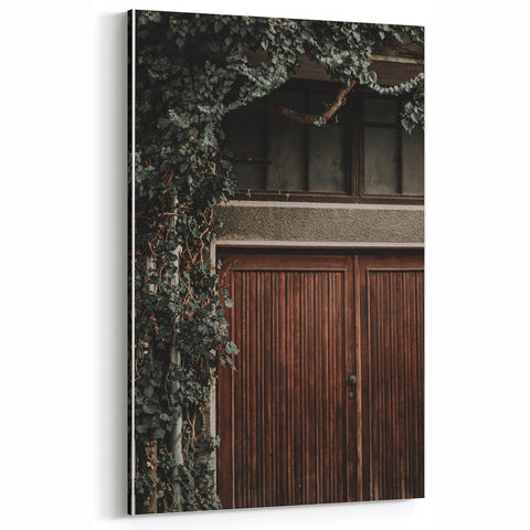 Rustic Wall Art - Ivy-Covered Wooden Door for Farmhouse Decor