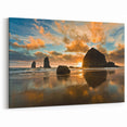 Haystack Rock Sunset - Cannon Beach Wall Art Coastal Scenic Canvas Print
