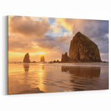 Cannon Beach Photography Prints - Golden Sunset with Haystack Rock