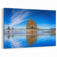 Coastal Art Prints of Cannon Beach - Haystack Rock Under Clear Blue Sky
