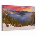 Crater Lake Scenic Posters - Dramatic Sunset over Wizard Island