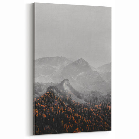 Rustic Wall Art - Mountain Range in Autumn Farmhouse Decor for Homes