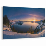 Crater Lake Sunset Wall Art - Winter Sunrise Over Snowy Crater Lake