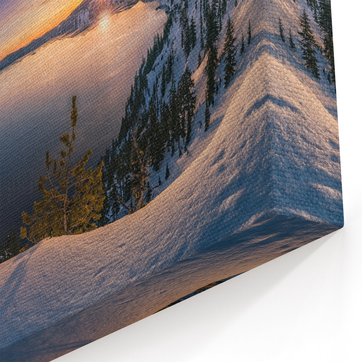 Crater Lake Sunset Wall Art - Winter Sunrise Over Snowy Crater Lake