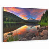 Mount Hood Canvas Wall Art - Sunset Reflection Landscape Print