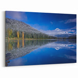 Mount Hood Landscape Wall Art - Snowy Forest Lake Reflection Print