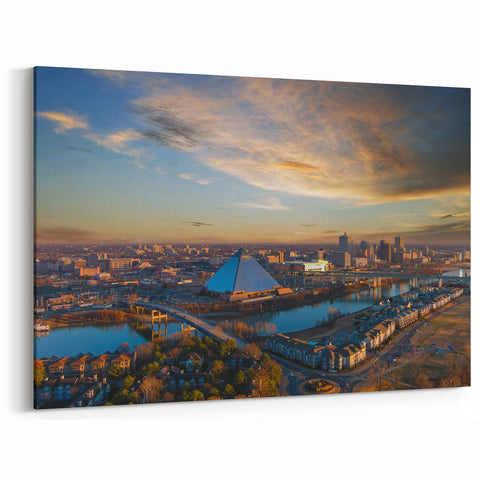 Memphis Wall Art - Skyline and Pyramid View of Downtown Tennessee Canvas