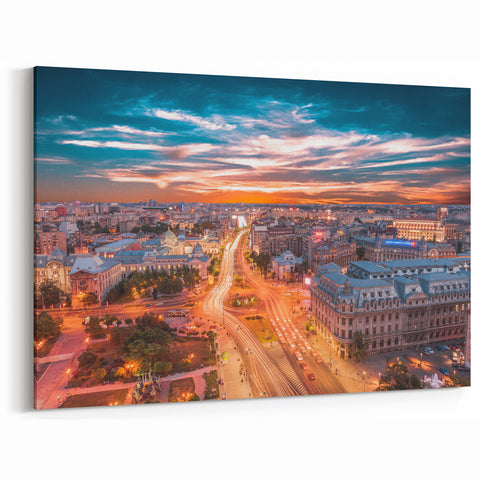 Danube Delta Photography - Bucharest Cityscape at Sunset Print