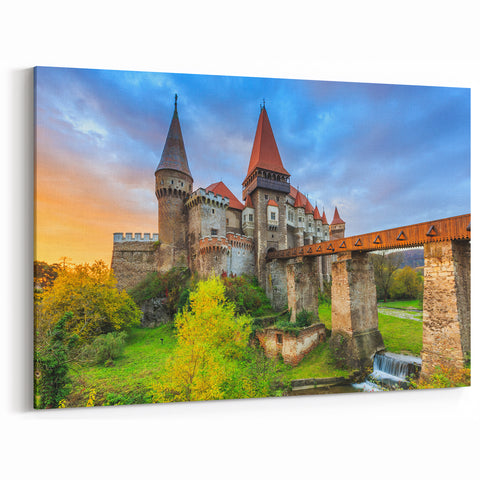 Historic Romanian Landmarks Art - Iconic Castle Canvas Print
