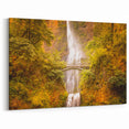 Golden Multnomah Falls Canvas Wall Art - Autumn-Inspired Scenic Decor