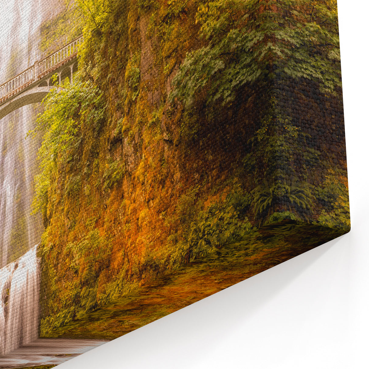 Golden Multnomah Falls Canvas Wall Art - Autumn-Inspired Scenic Decor