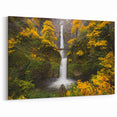 Vibrant Autumn Multnomah Falls Canvas Art - Scenic Yellow Foliage Decor
